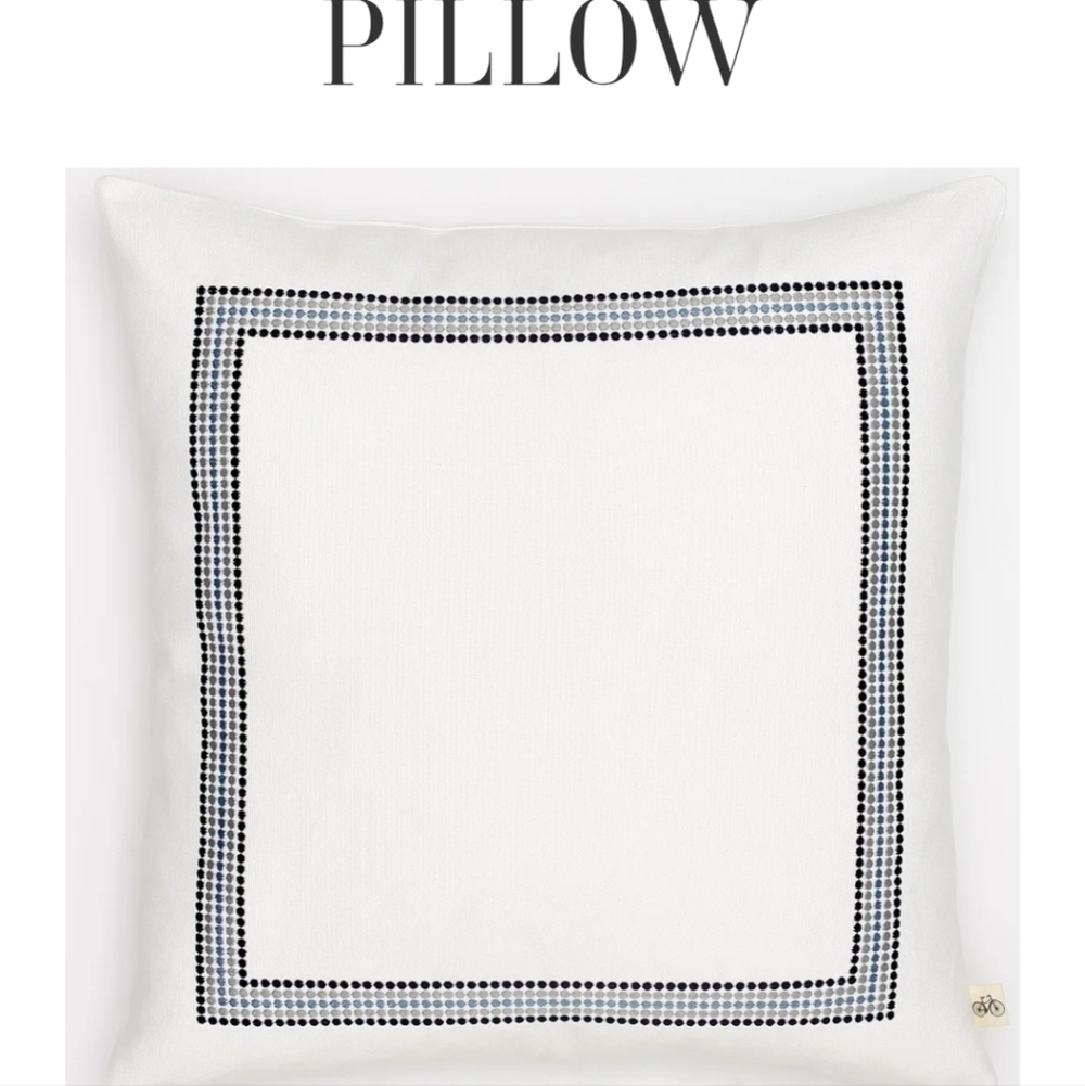 Country Home USA Decorative Pillow White Blues Grays 22x22